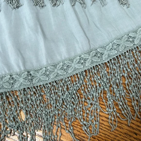 Umgee Shake it Off style green sleeveless dress. Fringe front. Size Small. NWT - Picture 3 of 12